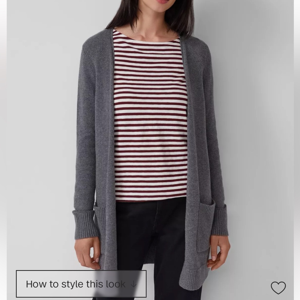 Charcoal Gray Open-Front Cardigan Sweater